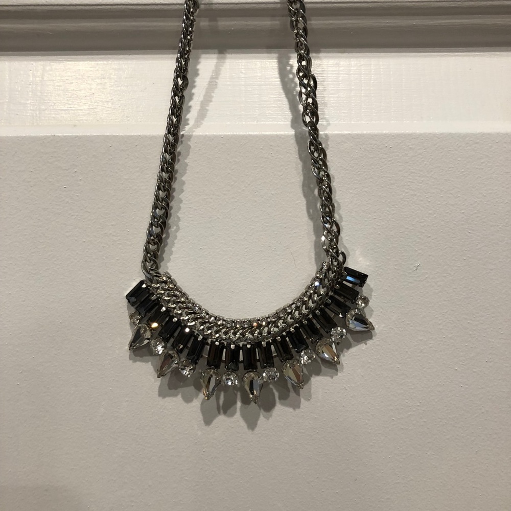 Black and silver studded statement necklace
